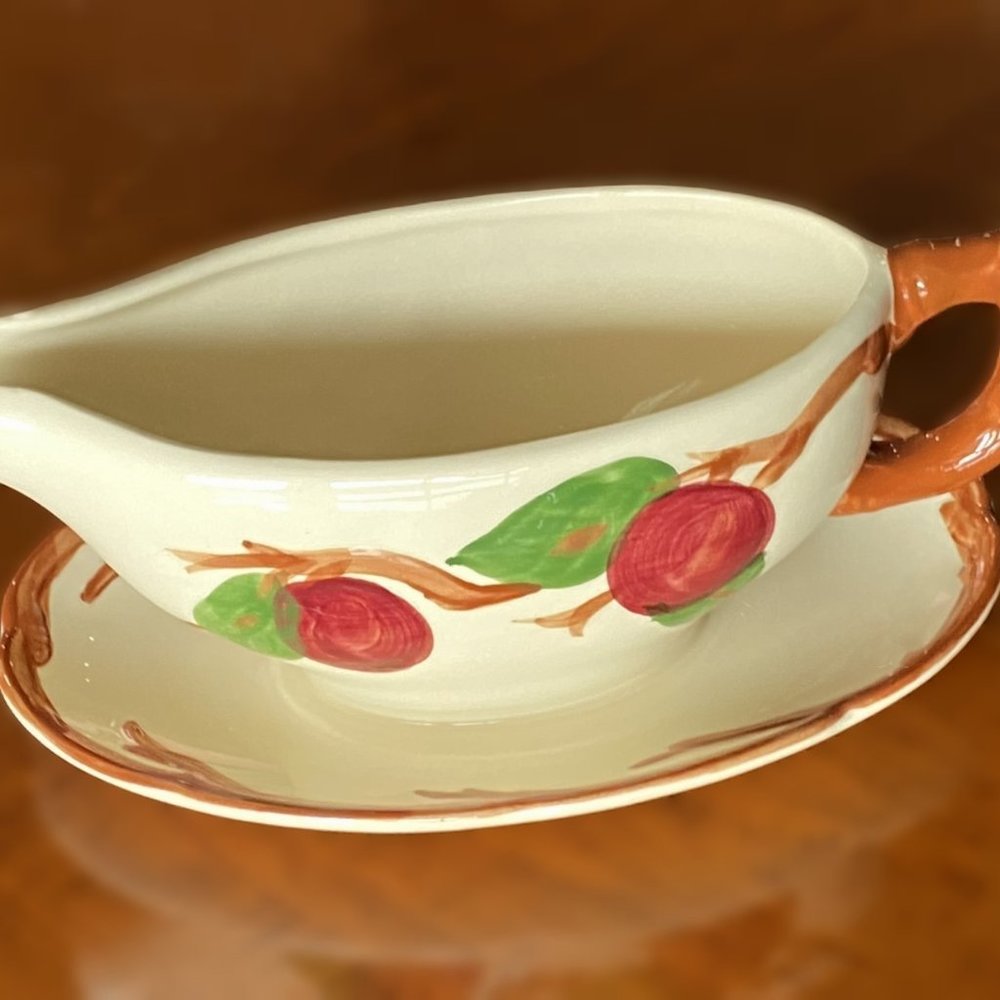 Franciscan Apple Gravy Boat with Attached Plate, American